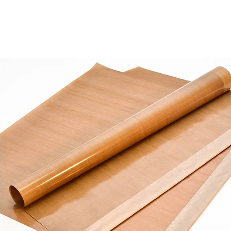 Tan PTFE-coated fiberglass fabric roll and cut sheet