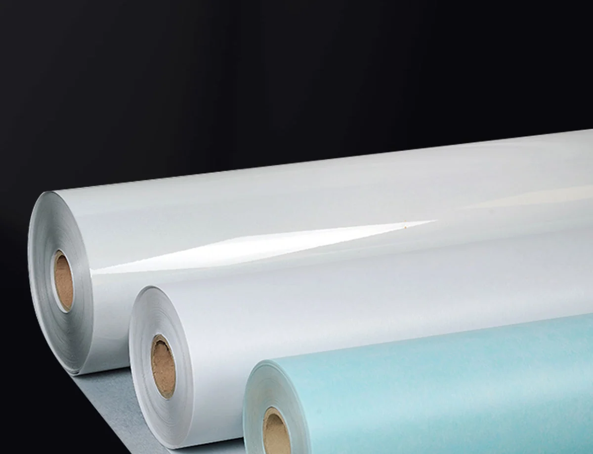 White and light blue motor insulation laminate rolls