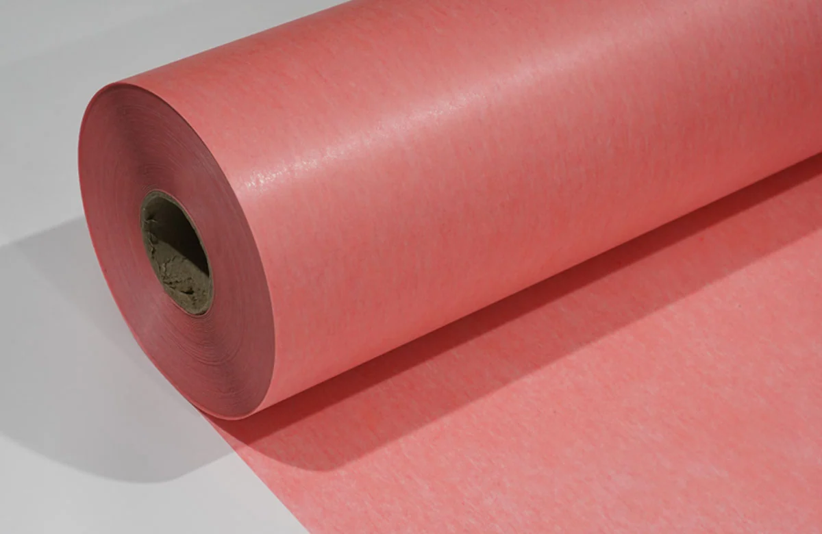 Pink DMD electrical insulation laminate roll and unrolled sheet