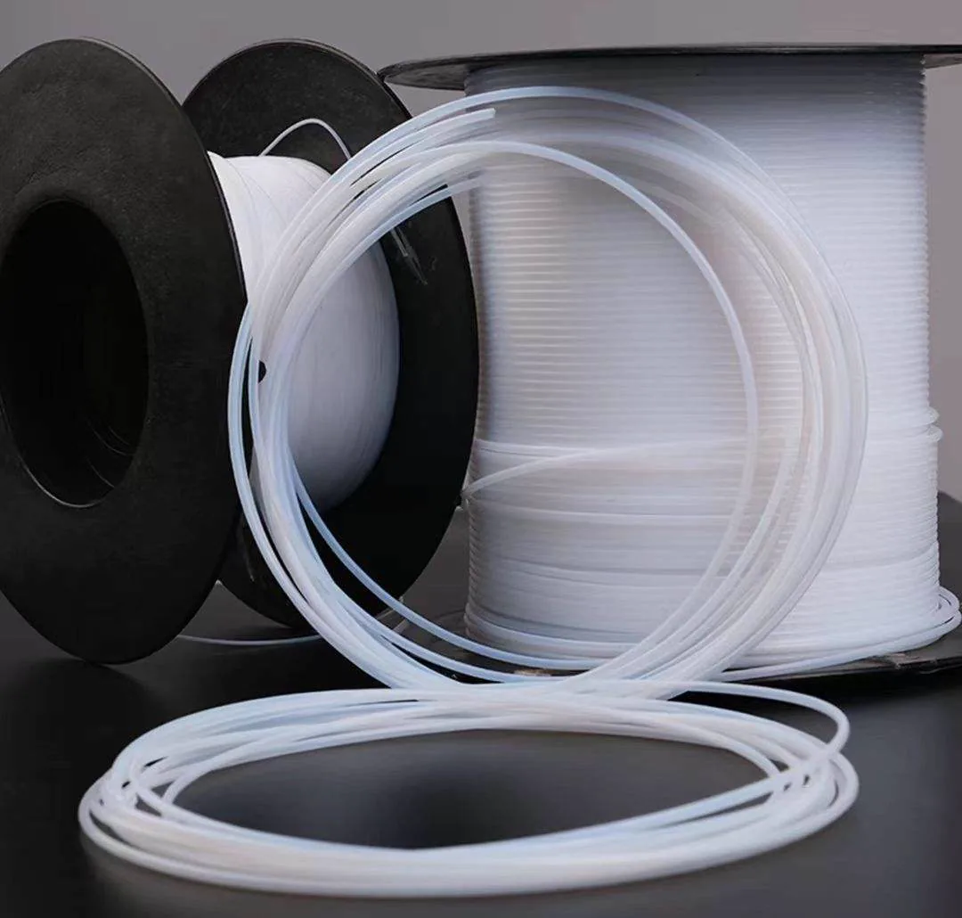 White PTFE tube close-up